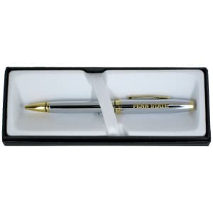 silver Cross pen with engraved Penn State and gold trim